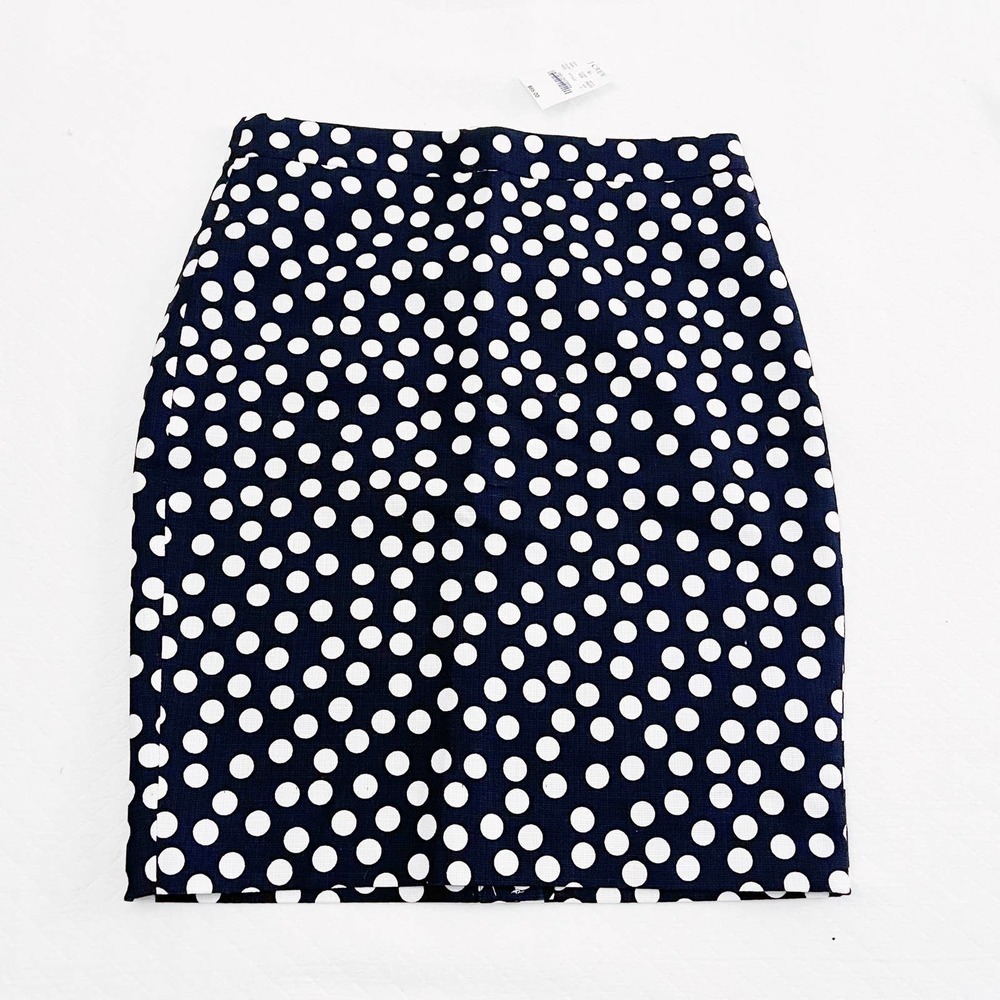 J. Crew Polka Dot Pencil Skirt 100% Cotton MINT SZ0 - Picture 8 of 8